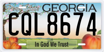 GA license plate CQL8674