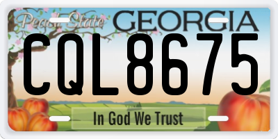GA license plate CQL8675
