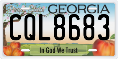 GA license plate CQL8683