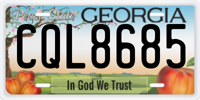 GA license plate CQL8685