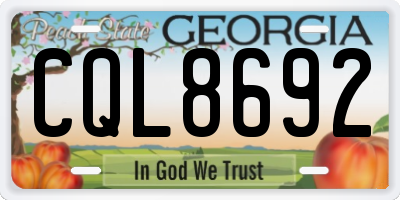 GA license plate CQL8692