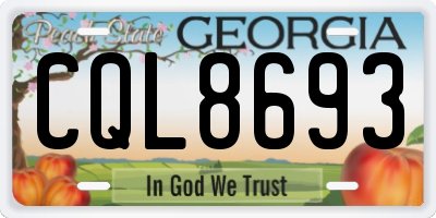 GA license plate CQL8693