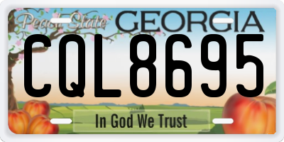 GA license plate CQL8695