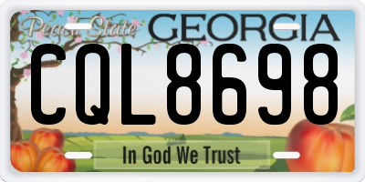 GA license plate CQL8698