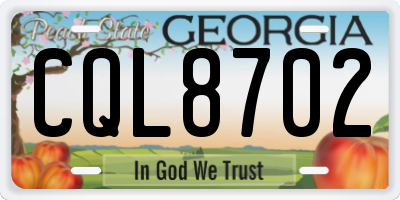 GA license plate CQL8702