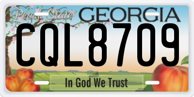 GA license plate CQL8709