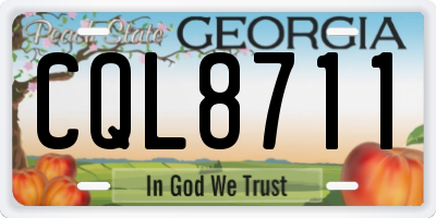 GA license plate CQL8711