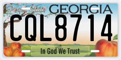 GA license plate CQL8714