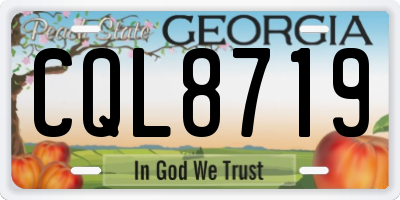 GA license plate CQL8719
