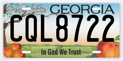 GA license plate CQL8722
