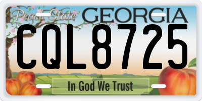 GA license plate CQL8725