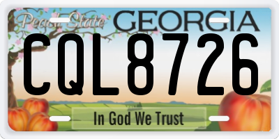 GA license plate CQL8726