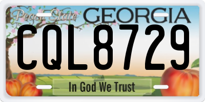 GA license plate CQL8729