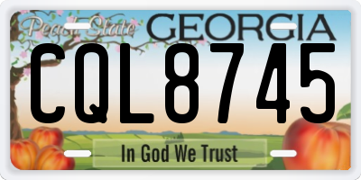 GA license plate CQL8745