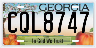 GA license plate CQL8747