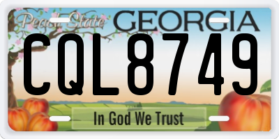 GA license plate CQL8749