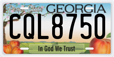 GA license plate CQL8750