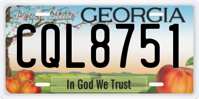 GA license plate CQL8751