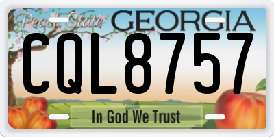 GA license plate CQL8757