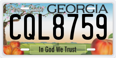 GA license plate CQL8759