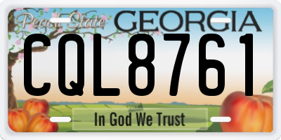GA license plate CQL8761