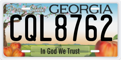 GA license plate CQL8762