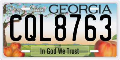 GA license plate CQL8763