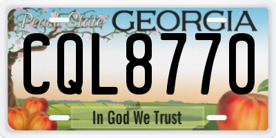 GA license plate CQL8770