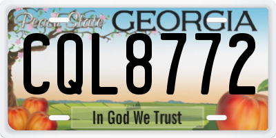GA license plate CQL8772