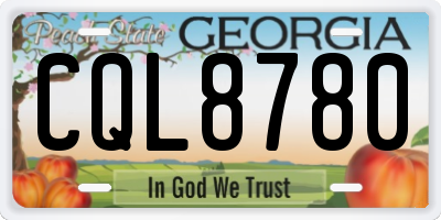 GA license plate CQL8780