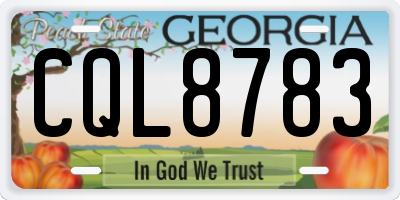 GA license plate CQL8783