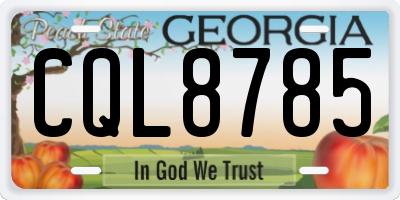 GA license plate CQL8785