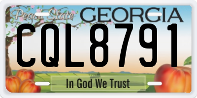 GA license plate CQL8791