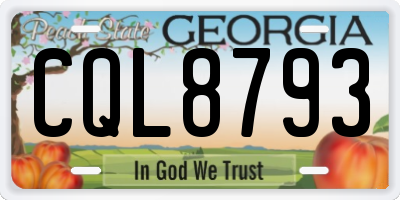 GA license plate CQL8793