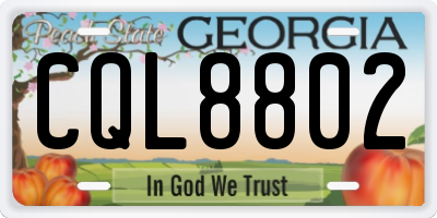 GA license plate CQL8802