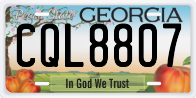 GA license plate CQL8807