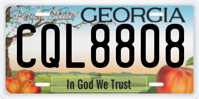 GA license plate CQL8808