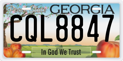 GA license plate CQL8847