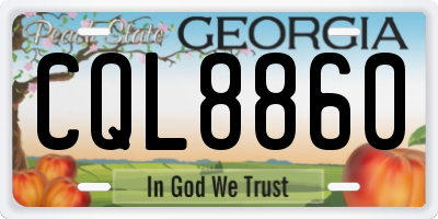 GA license plate CQL8860