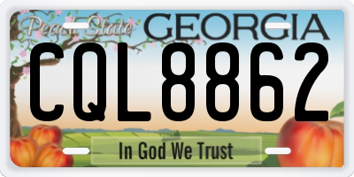 GA license plate CQL8862
