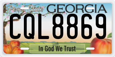 GA license plate CQL8869
