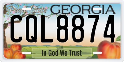 GA license plate CQL8874