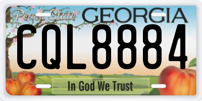 GA license plate CQL8884