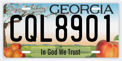 GA license plate CQL8901
