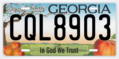GA license plate CQL8903