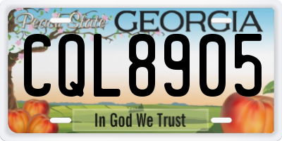 GA license plate CQL8905