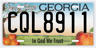 GA license plate CQL8911