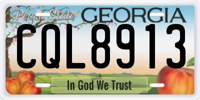 GA license plate CQL8913