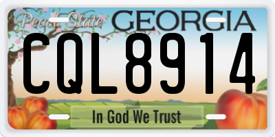 GA license plate CQL8914
