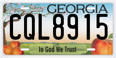 GA license plate CQL8915